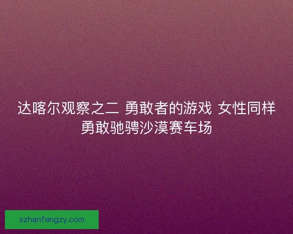 达喀尔观察之二 勇敢者的游戏 女性同样勇敢驰骋沙漠赛车场